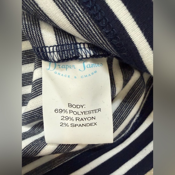 Draper James Navy and White Striped Long Sleeve Top - Picture 5 of 7